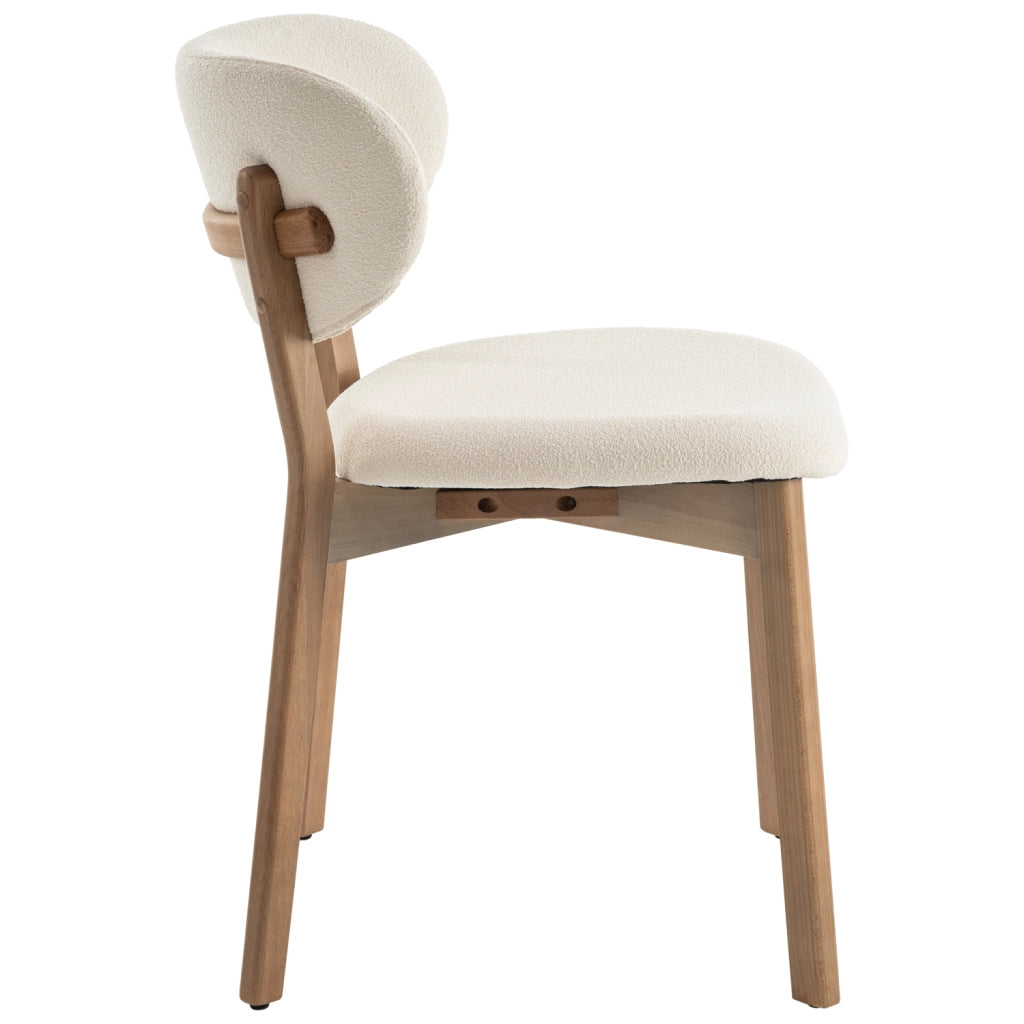 Set di 2 sedie AURA beige in tessuto loop e legno chiaro