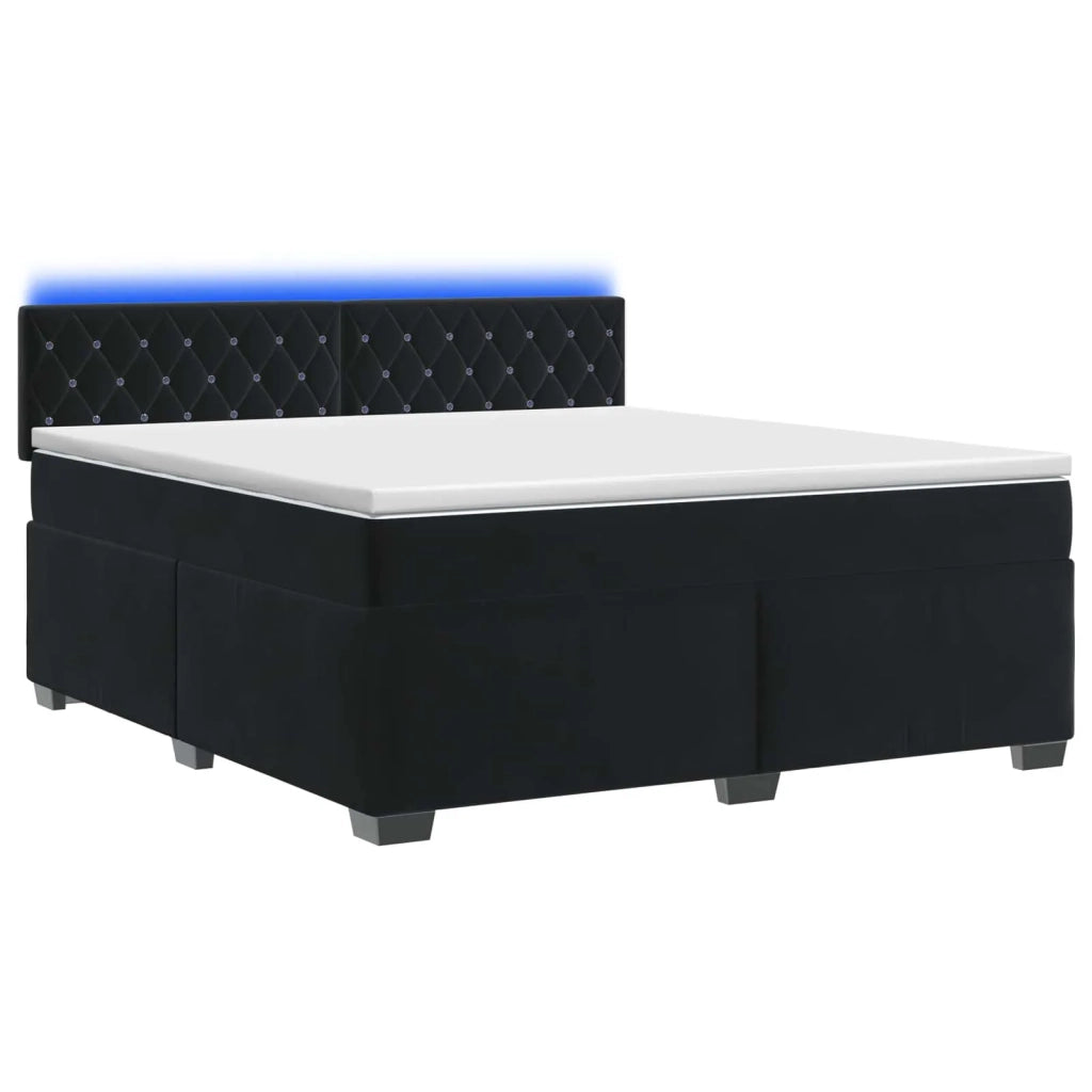 Letto con Box Spring, Materasso e LED Nero 160 x 200 cm Velluto 3452206