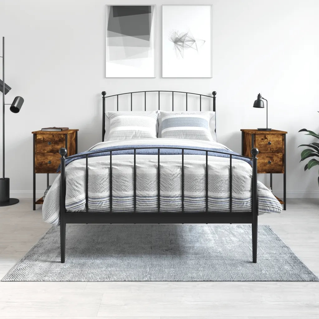 Set di 2 Comodini | Armadio da Notte | Mobiletto da notte Rovere Fumo 32x42x70 cm in Legno Multistrato