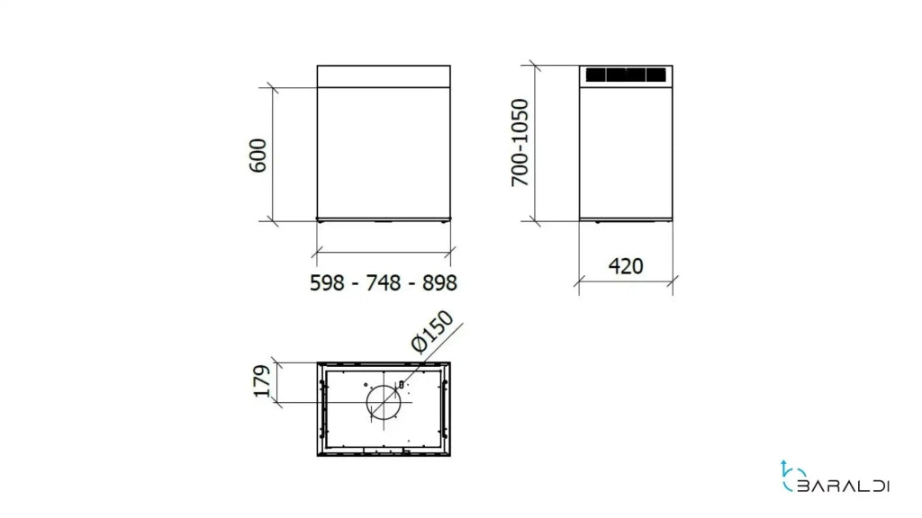 Cappa a parete GINZA PARETE cm 60 - Nera - 800 m3/h