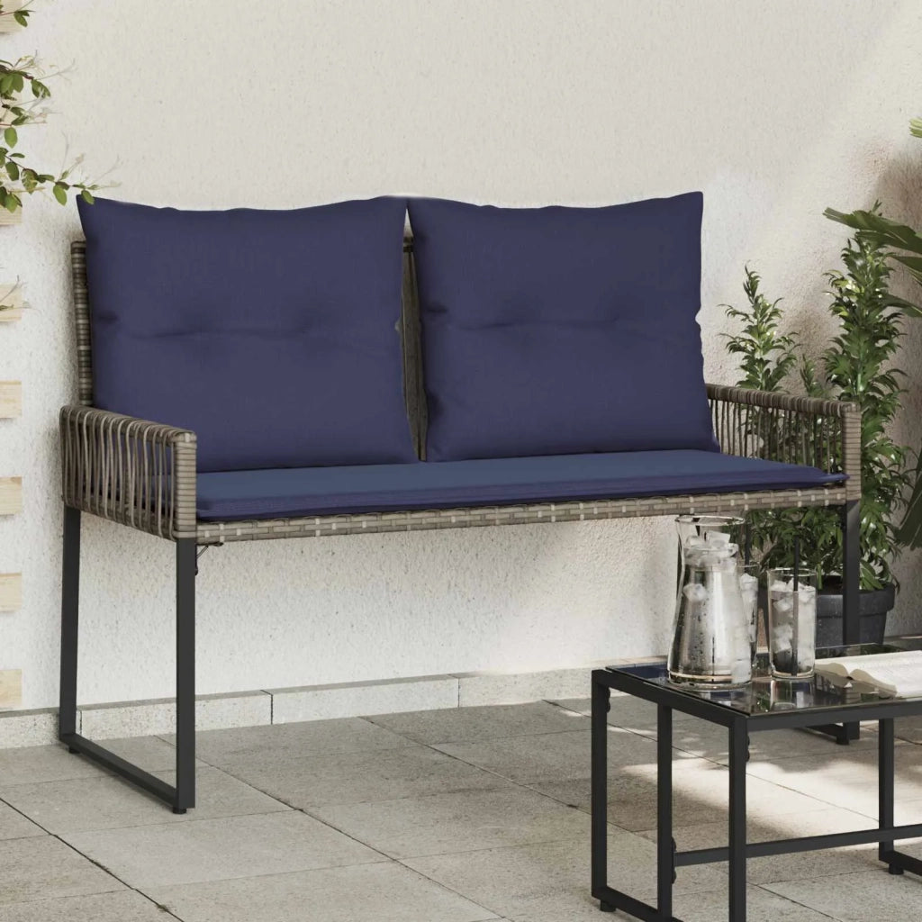 Panchina da esterno 4 pcs Grigio e Blu Navy polyrattan 42025162