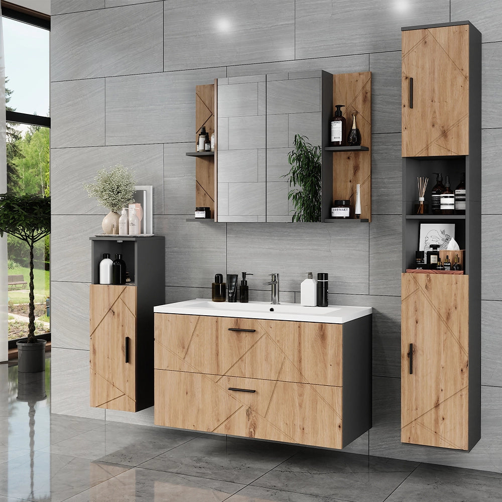 Vicco Set di mobili da bagno Antracite 5 parti