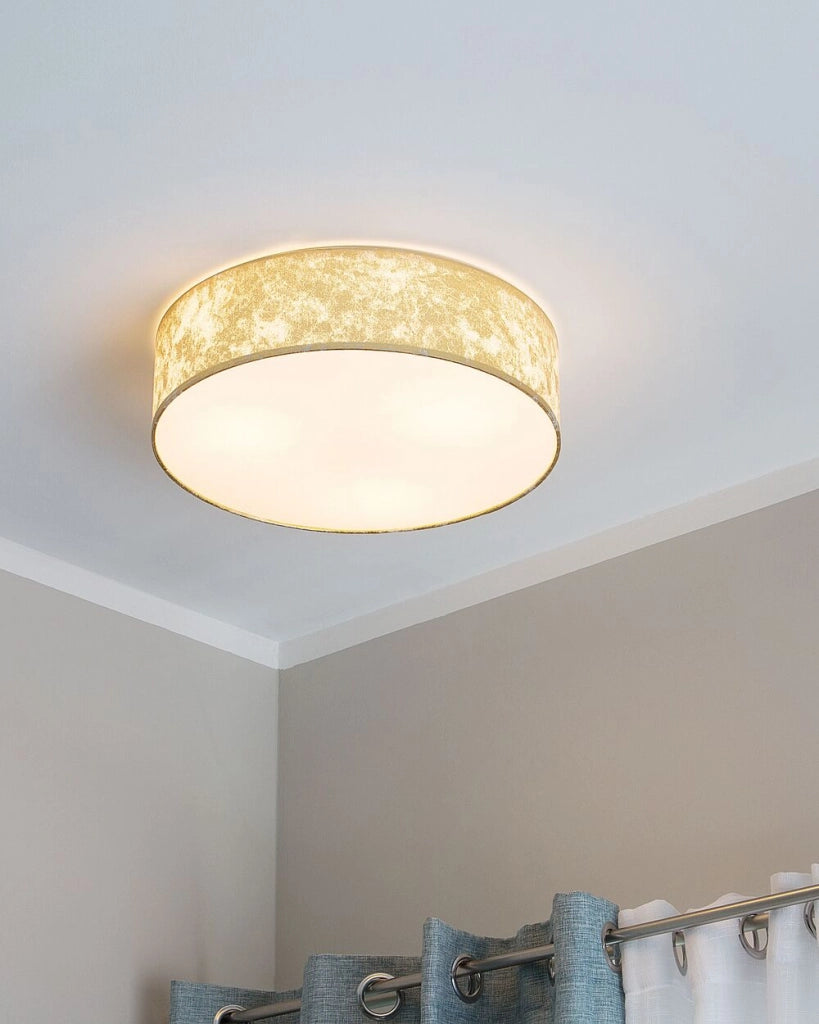 Lampada paralume in policotone dorato ø 45 cm Boho con stile moderno