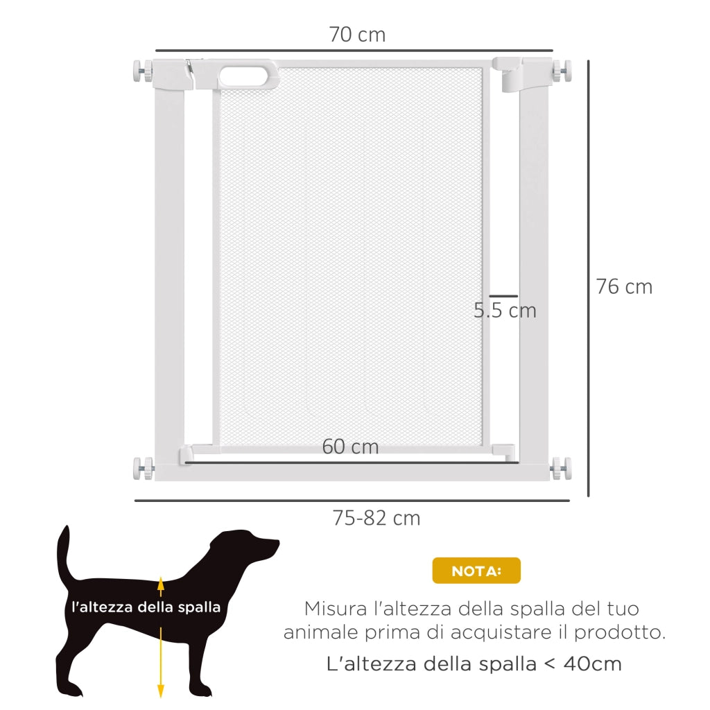 Cancelletto per Cani Regolabile ¨C Xylo ¨C Acciaio e ABS, 75-82x76 cm, Bianco