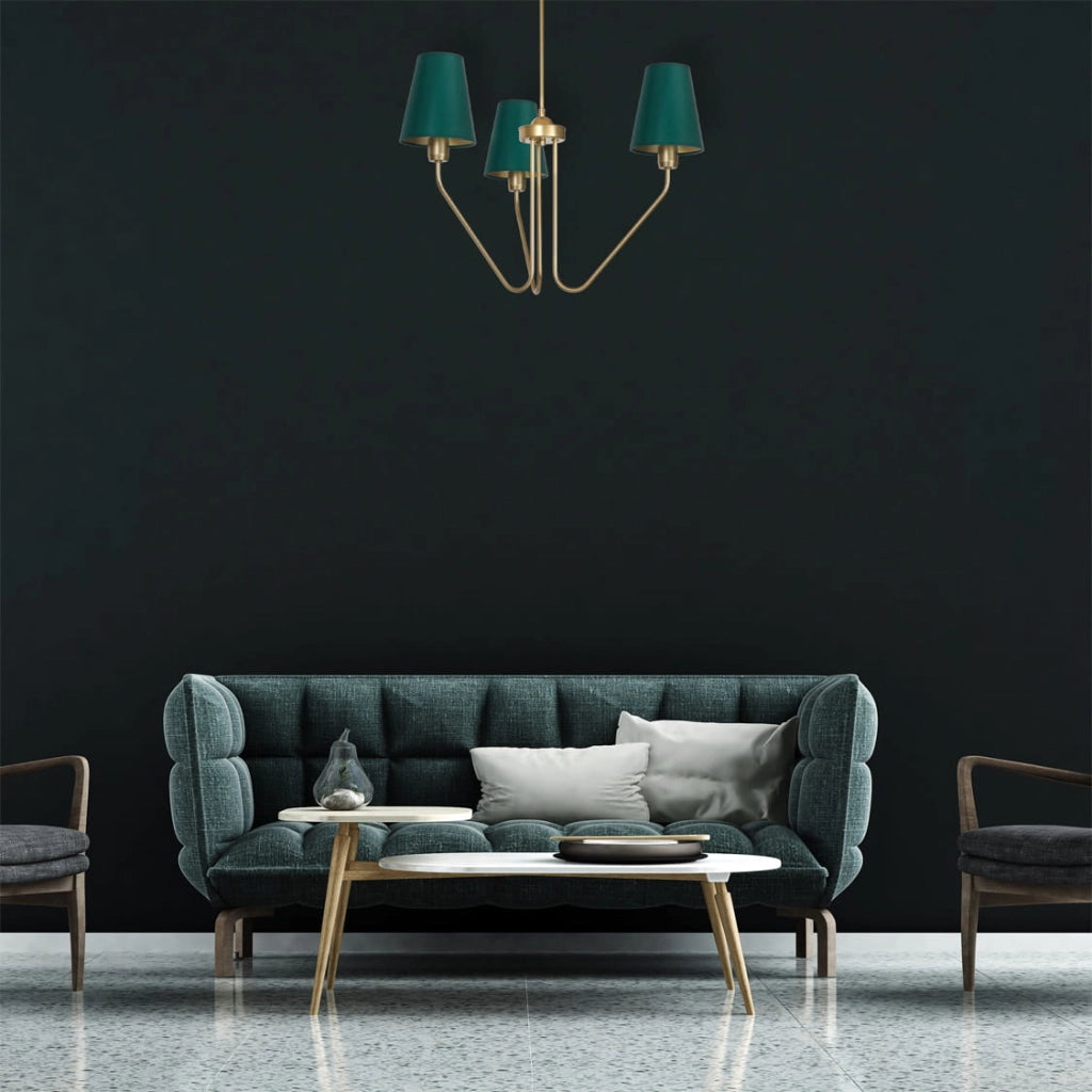 Lampadario Milagro Victoria 3 luci E27 verde ottone