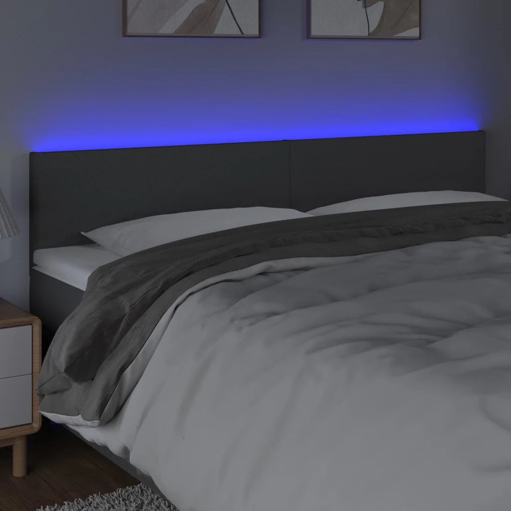 Testiera a LED-Testata con LED Grigio Scuro 160x5x78/88 cm in Tessuto 446555