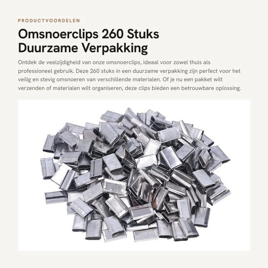 Omsnoerclips per 260 pezzi - Pacchetti di fissaggio - Capacità di contenimento - Fogli di acciaio - Per pellicole PP da 12 a 16 mm - Omsnoeratori per clip