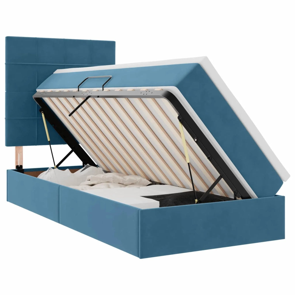 Letto con contenitore e LED Blu Scuro 90 x 200 cm Velluto