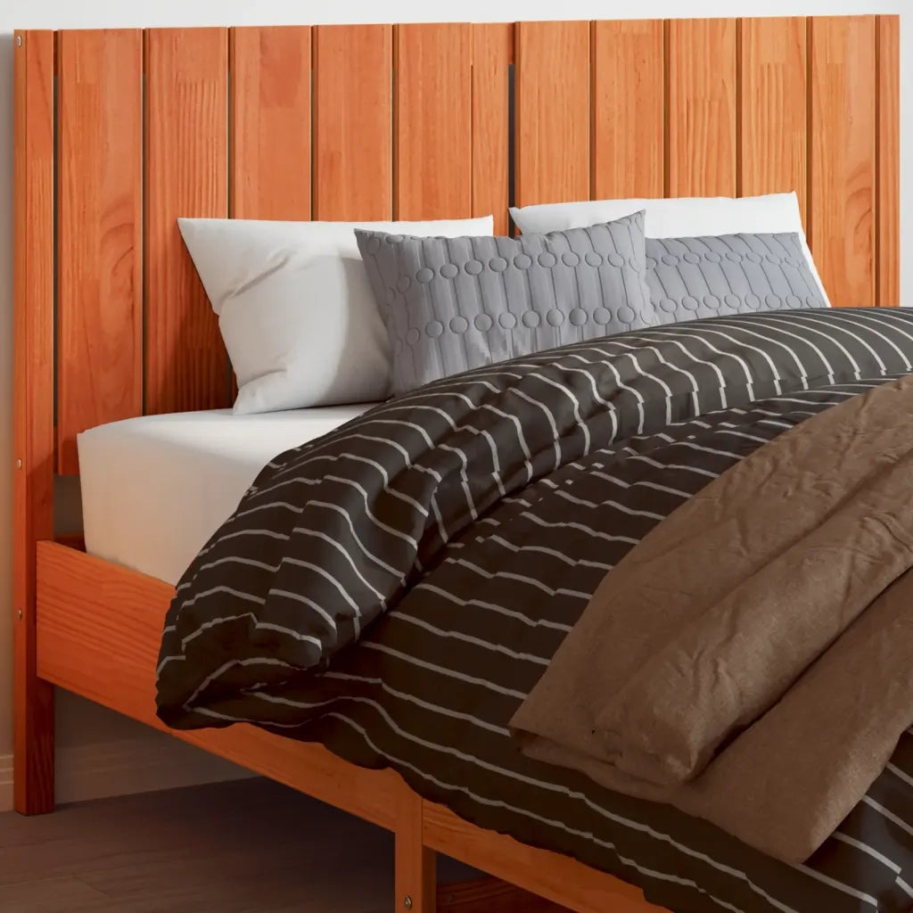 Testiera Marrone Cera 135 cm in Legno Massello di Pino 844343
