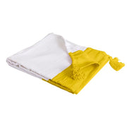 100% cotone plaid giallo con pompons 130x170cm SLAVANN