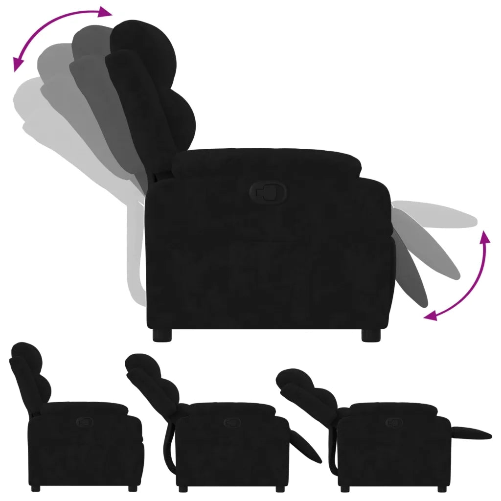 Poltrona Reclinabile Nera in Velluto 373506