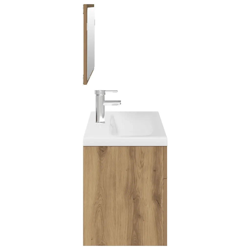 Set Mobili da Bagno 3 pz Rovere Artigianale Legno Multistrato 3328912