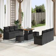 Set Divano da Giardino con cuscino con archiviazione 9 pcs Nero 3364039