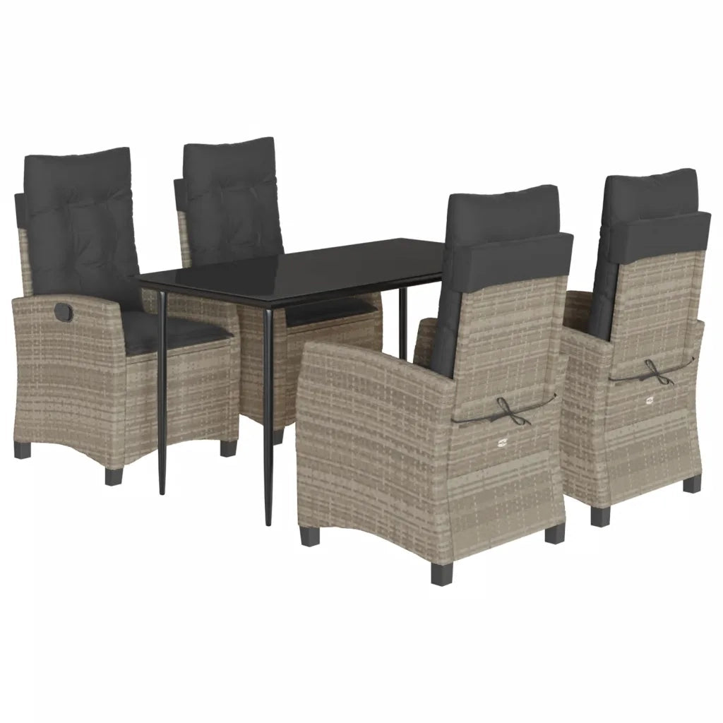 Set Pranzo da Giardino 5pz con Cuscini Grigio Chiaro Polyrattan 3212845
