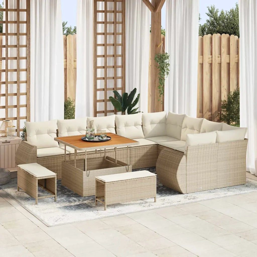 Set Divano da Giardino con cuscino 12 pcs beige e panna 3363856