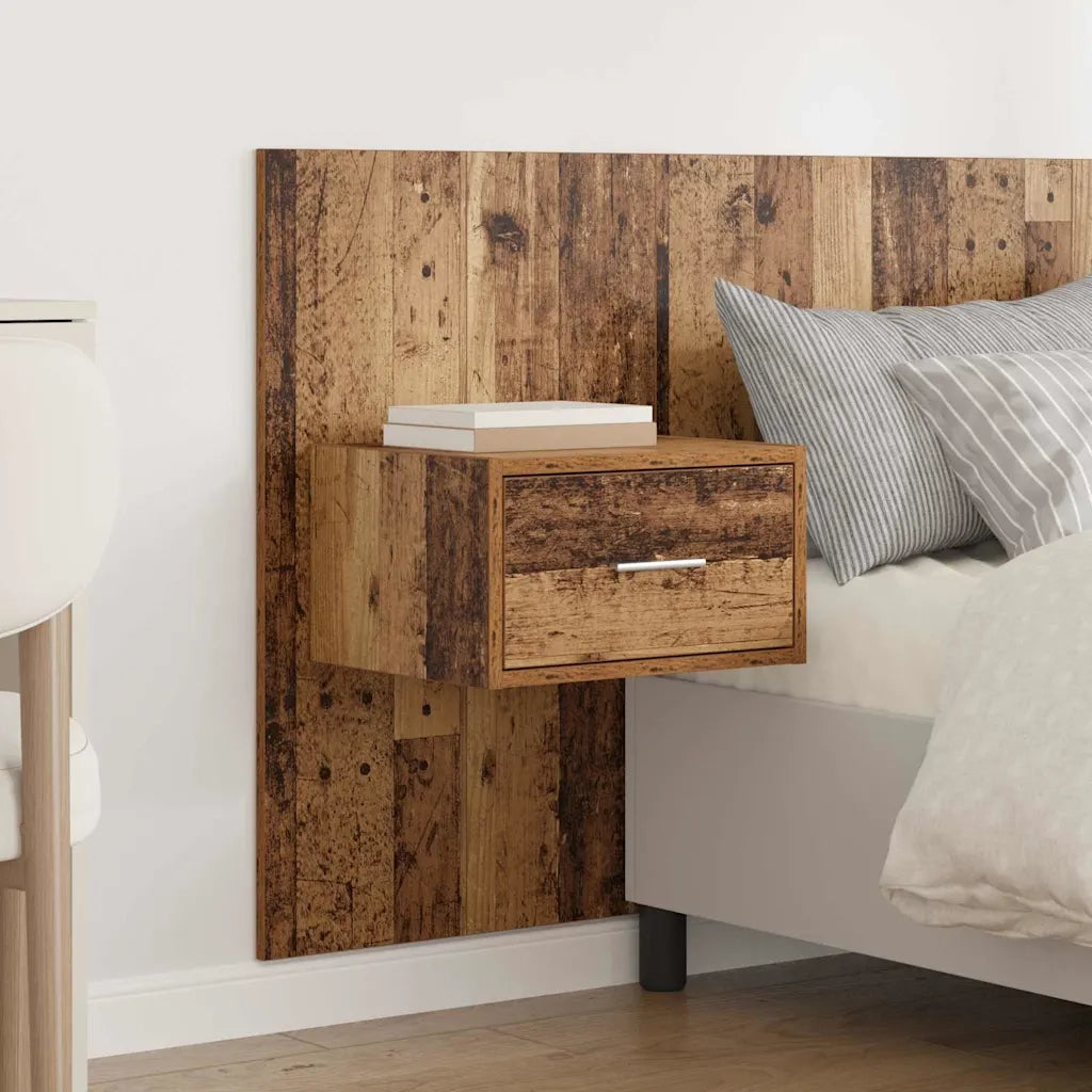 Testiera | Testata con Comodino 3 pcs Legno vecchio Legno multistrato