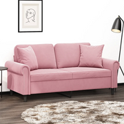 Divano a 2 Posti con Cuscini Rosa 140 cm in Velluto