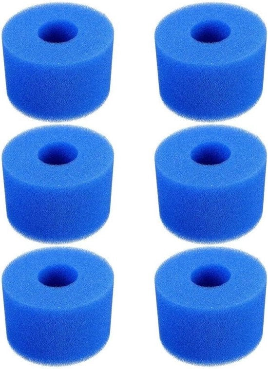 6 Set di Sfregi per Piscina - Filtro Intercambiabile per Bagni V1/S1 - Sfregi Biologici Lavabili - Rinnovabili - Blu