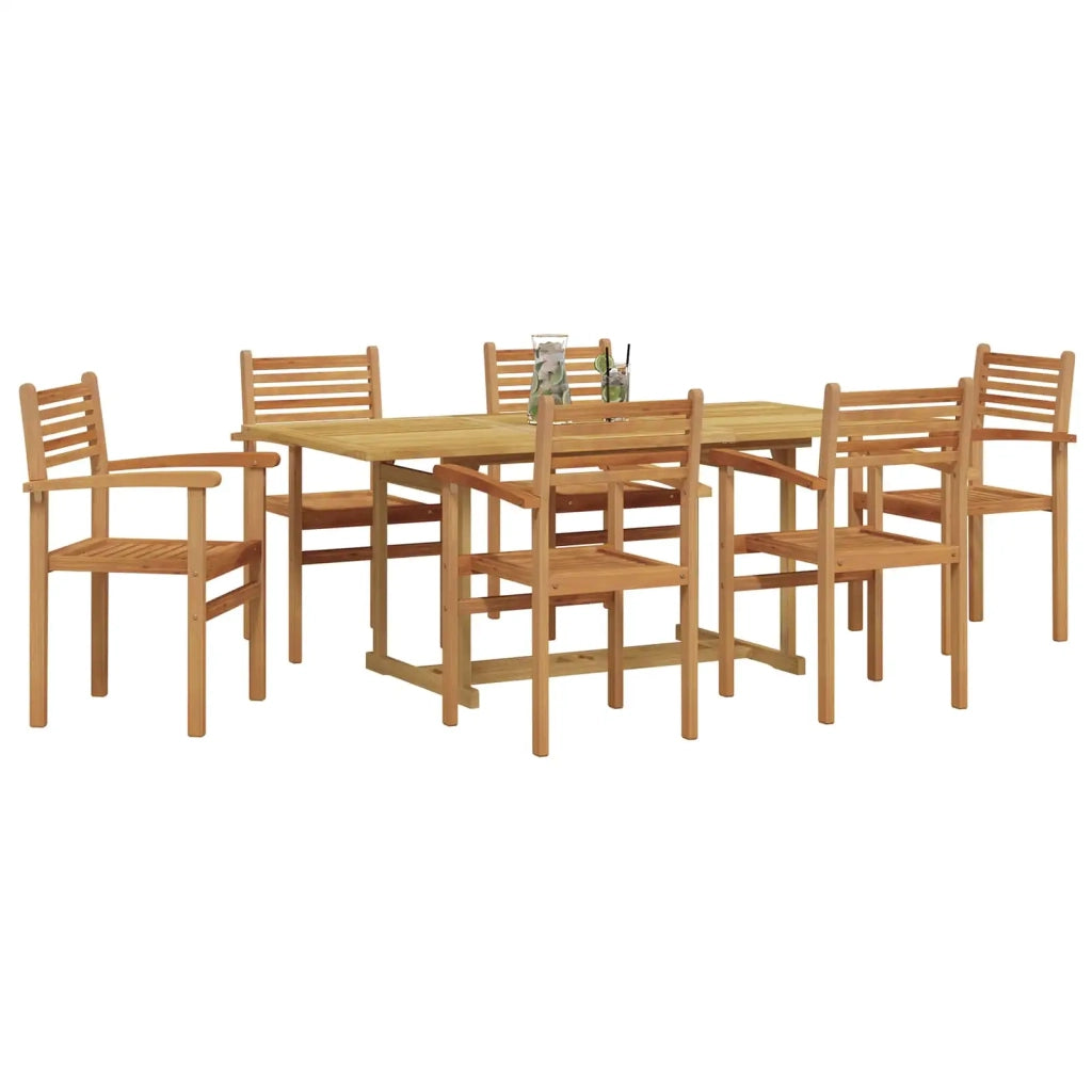 Set da Pranzo per Giardino 7 pcs Marrone Legno di teak solido