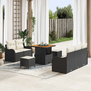 Set Divano da Giardino con cuscino 8 pcs Nero e Crema