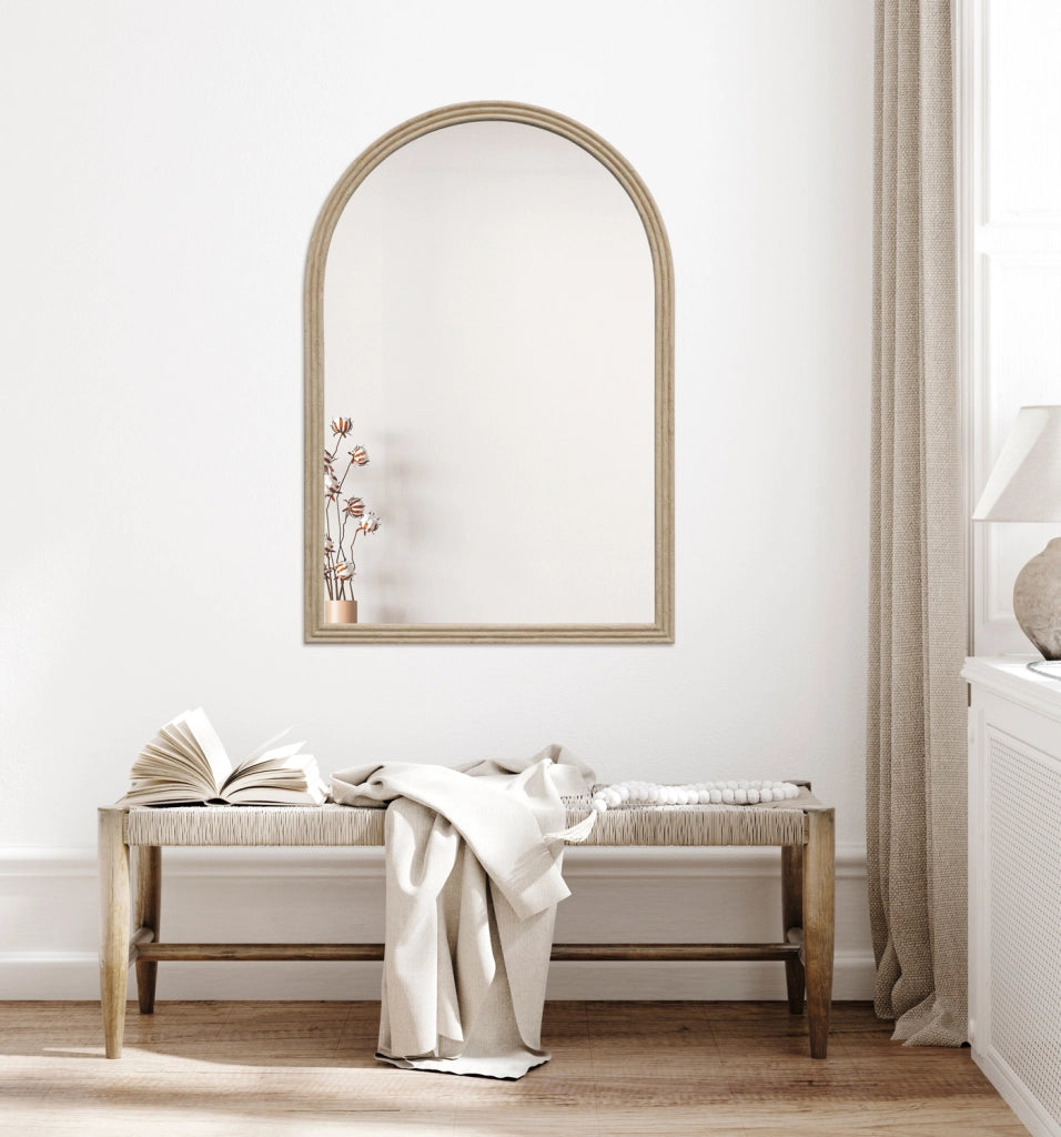 Specchio grande Hispanohogar ad arco in resina beige 90x60