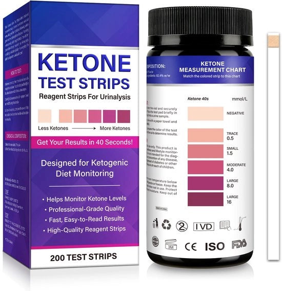 Strisce di Test per Autocontrollo del Tasso di Ketone - Risultati in 40 Secondi