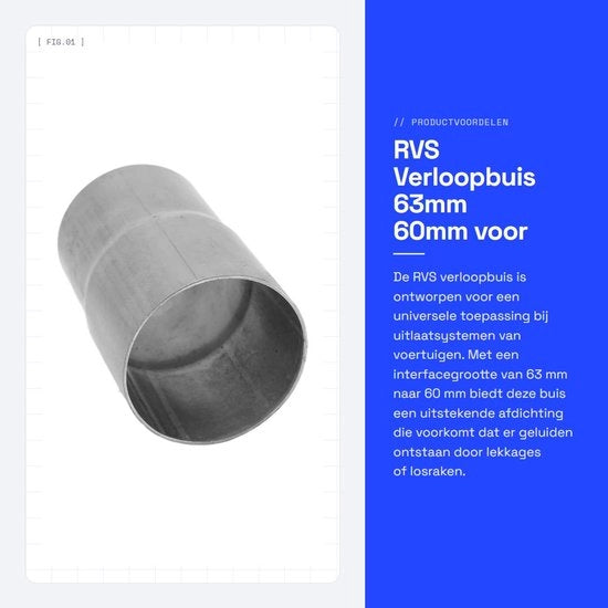 Verloopbuis universale 63mm - 60mm - Alta prestazione - Resistente allo shock - Installazione facile - Buona tenuta ermetica - Disegno a flusso dei rubinetti - Condotta di scarico