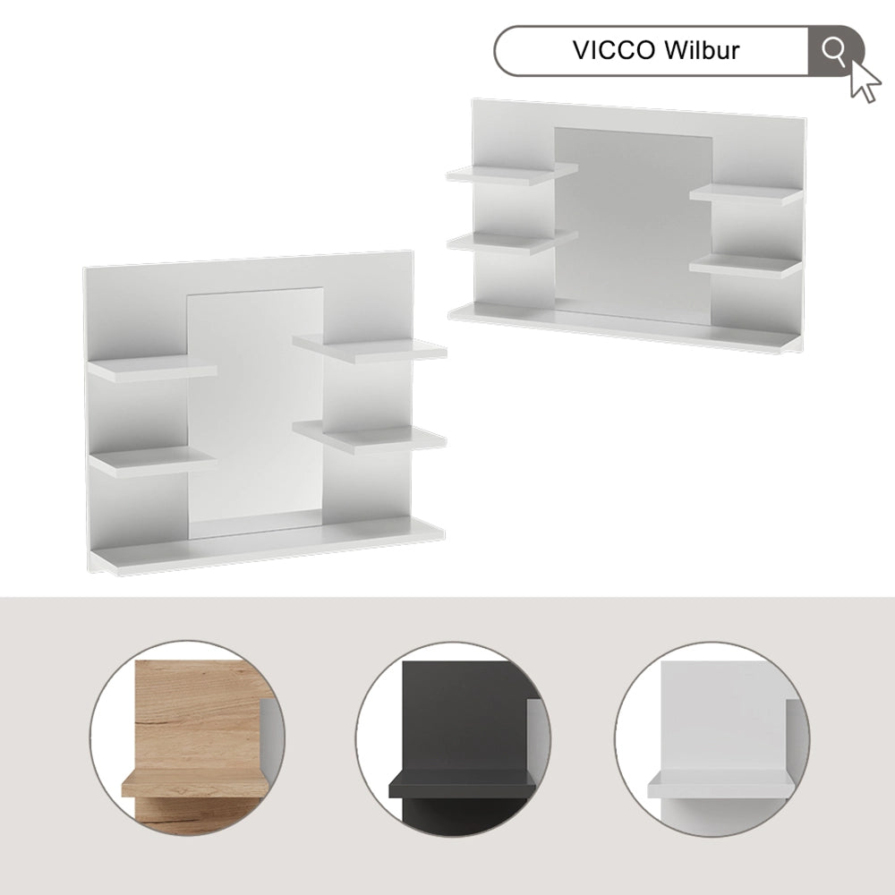 Vicco Specchio contenitore bagno Quercia dorata 78 x 50 cm con ripiani
