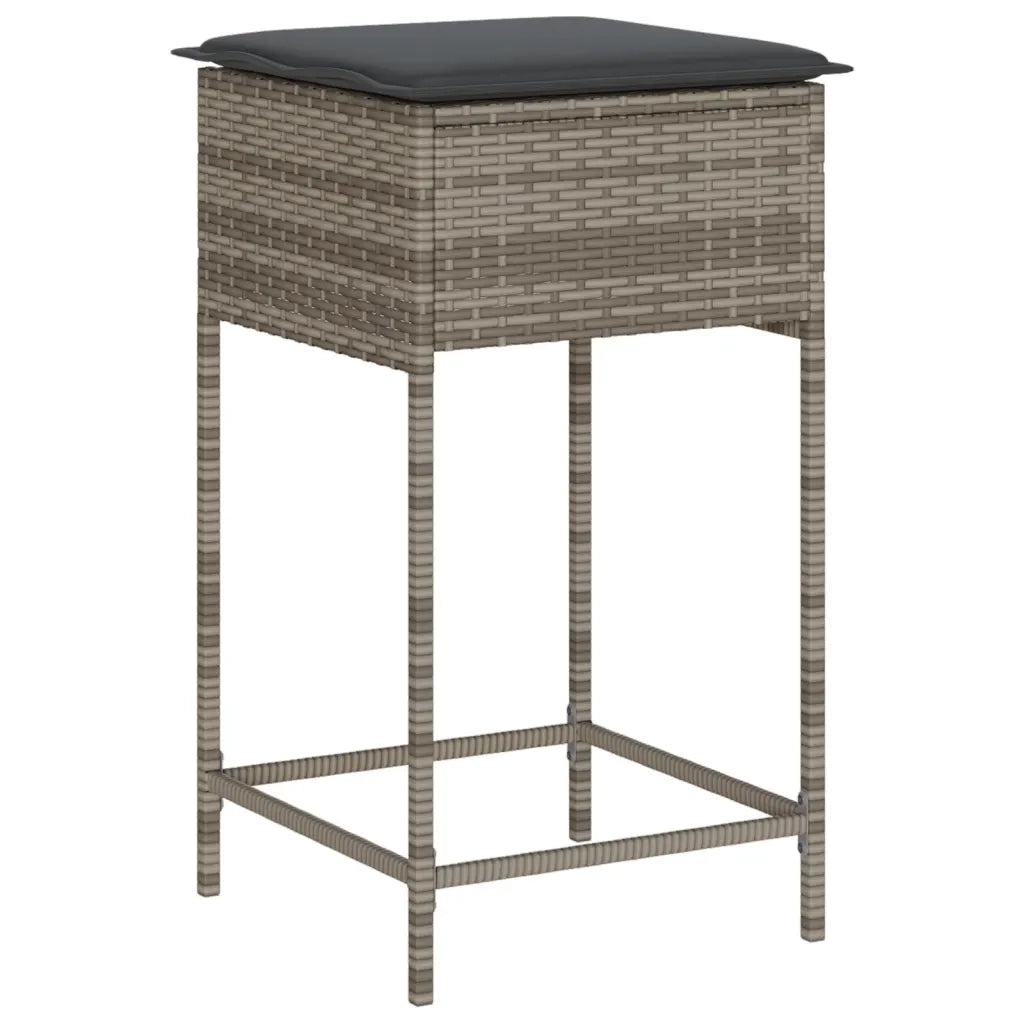 Set Bar da Giardino 3pz con Cuscini Grigio in Polyrattan 3261498