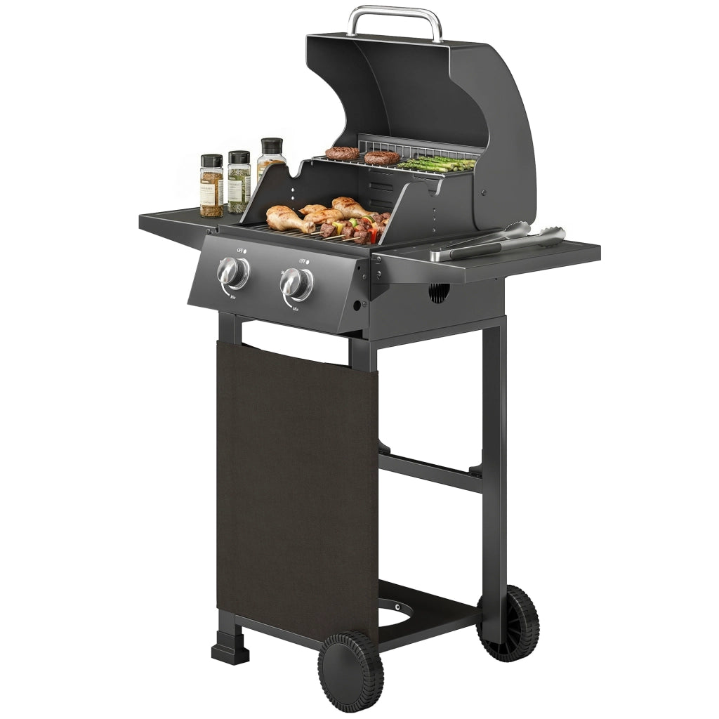 Barbecue Portatile a Gas con 2 Bruciatori ¨C Minimal ¨C Nero