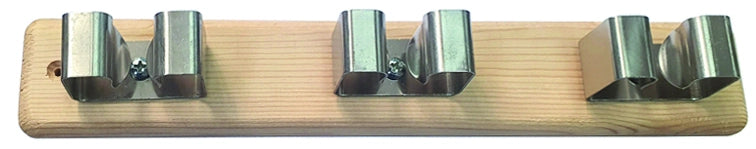 GANCIO PORTASCOPE IN ACCIAIO INOX SU BASE LEGNO 3 posti 6.00 pz