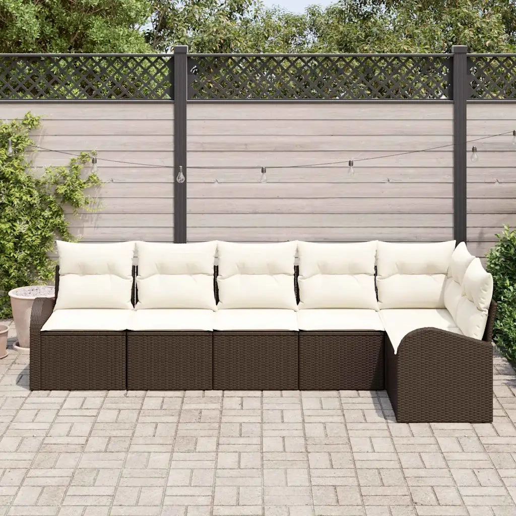Set Divano da Giardino con cuscino 6 pcs Marrone Poly Rattan 3346058