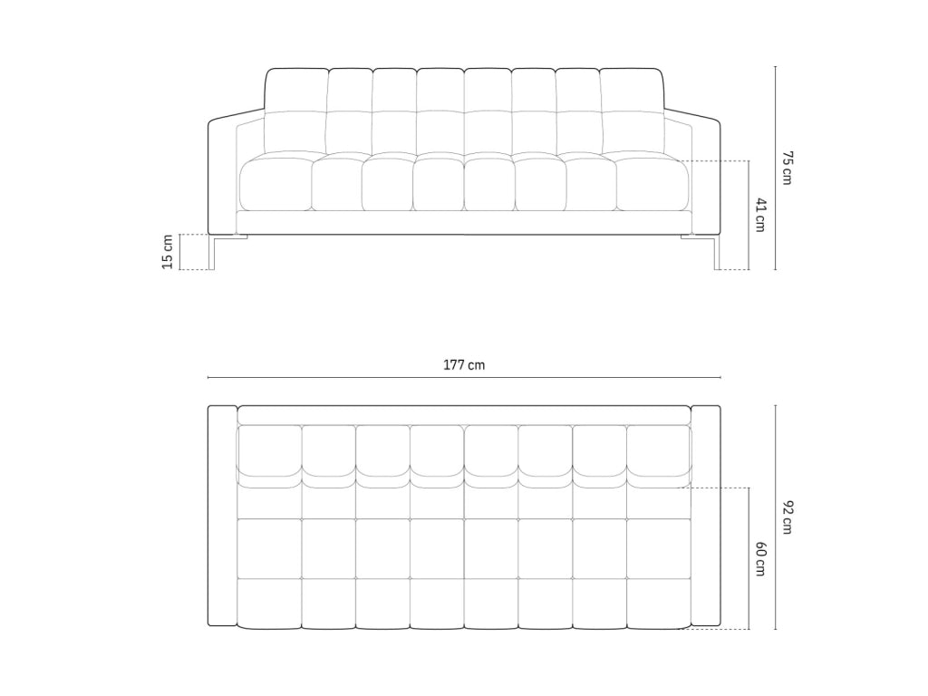 Cosmopolitan Design - Divano "Bali" 3 posti in tessuto strutturato blu 