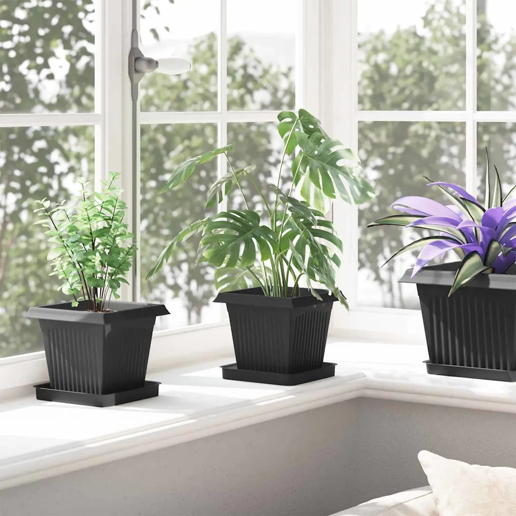 Vasi per Piante 24 pcs Nero 16 x 16 x 14 cm Plastica 3403311