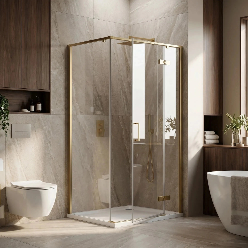 Cabina Doccia Rea Bruno 100x80 Brush Gold