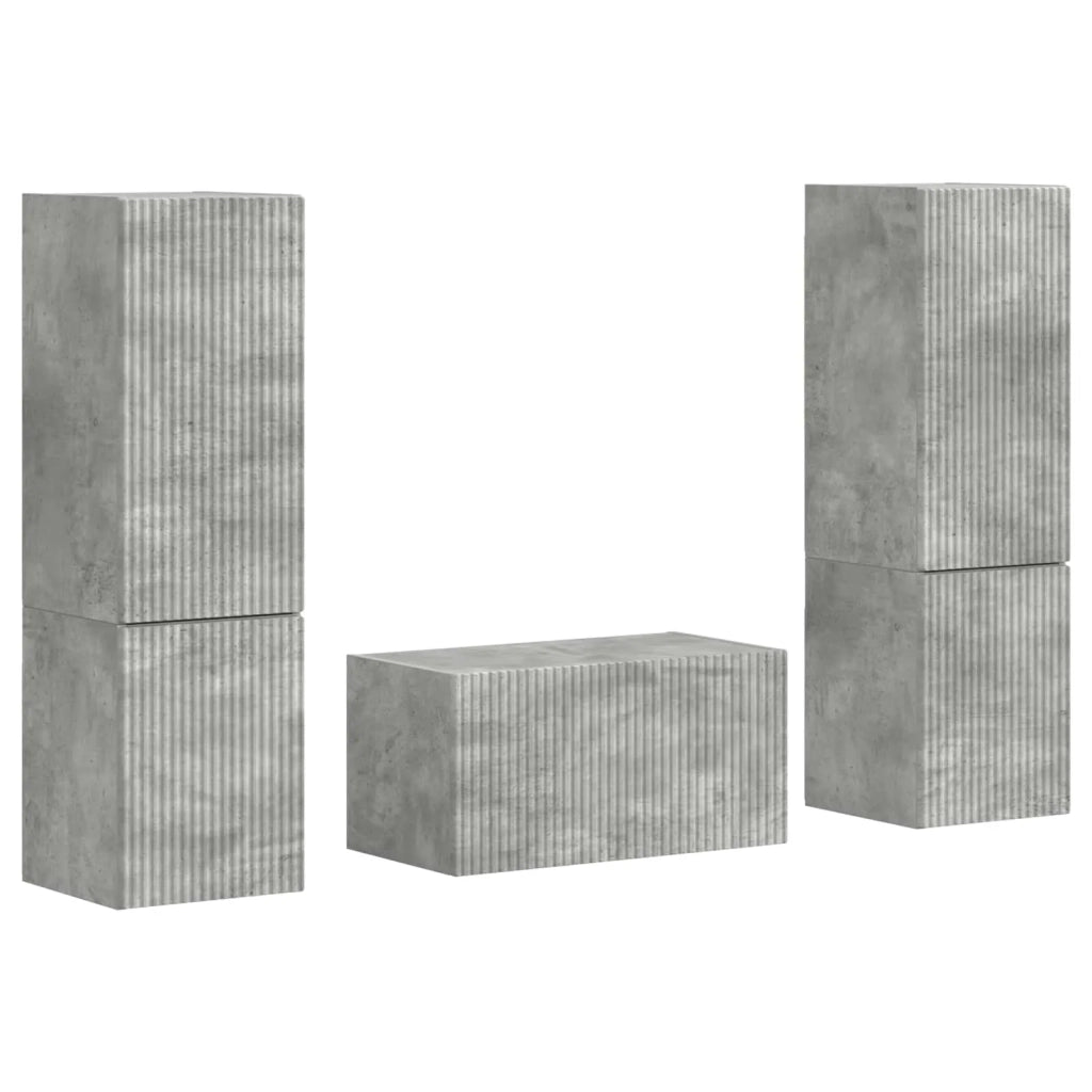 Set mobile TV 5 pcs Grigio cemento Legno multistrato 3409099