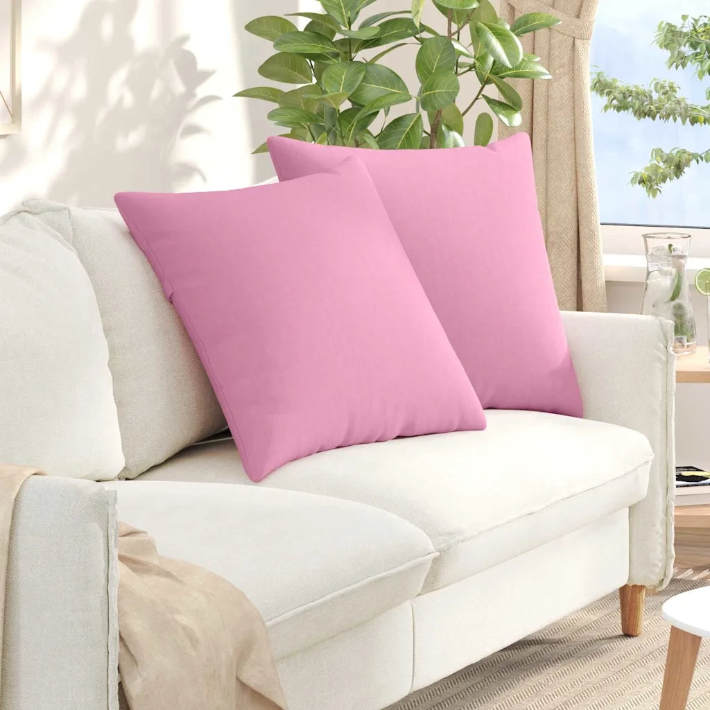 Cuscini da Divano 2 pz-Set di 2 Cuscini per Sofa Rosa 60 x 60 cm Tessuto