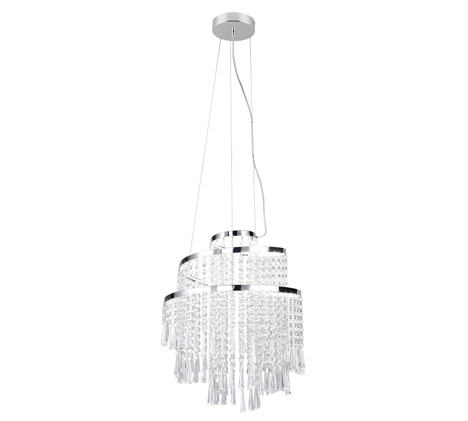 Lampada a sospensione LED con pendenti, metallo cromato, D 38 cm, Pomp