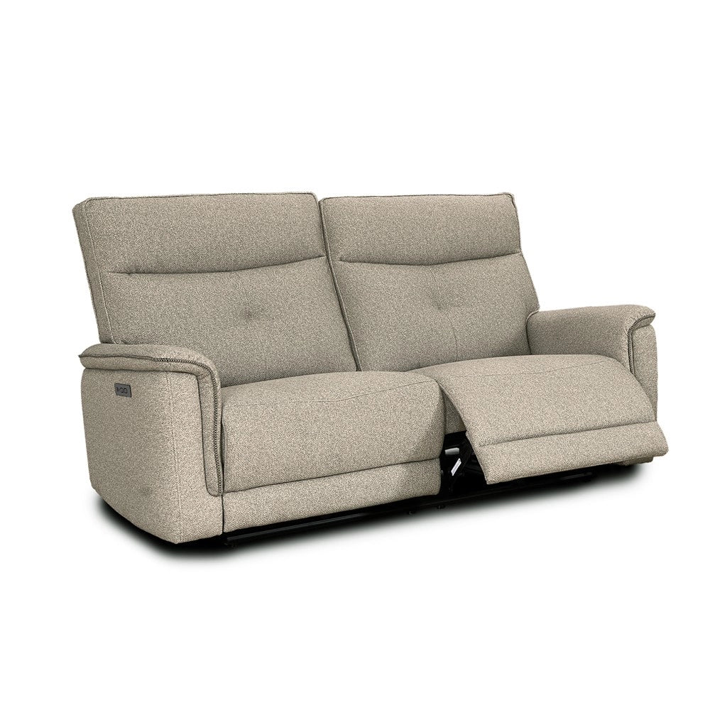 Divano recliner Elysio 3 posti elettrico in tessuto sabbia 198 cm