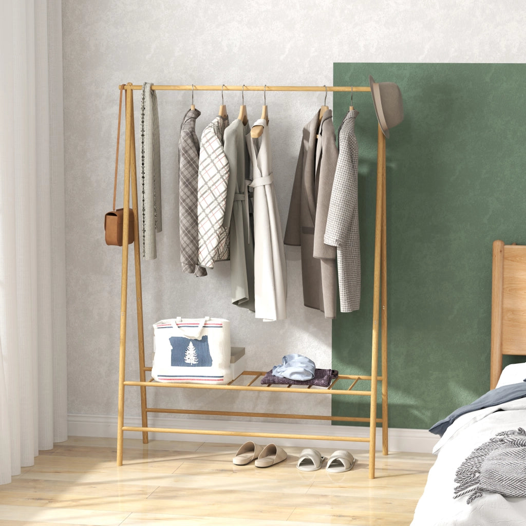 Appendiabiti con scaffale per scarpe ¨C Minimal ¨C in legno naturale