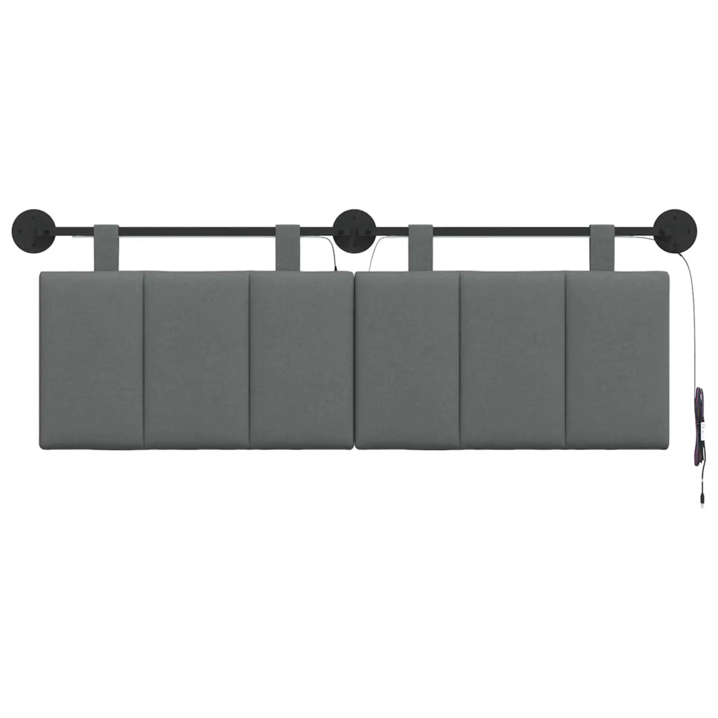 Testiera sospesa Con luce LED Grigio Scuro Tessuto 3424790