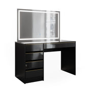 Vicco Tavolo da toilette Nero/oro 55 cm con specchio a LED