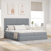 Letto con testiera Grigio chiaro 200 x 200 cm Tessuto