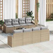 Set di divani 9 pcs Beige e Grigio Chiaro polyrattan