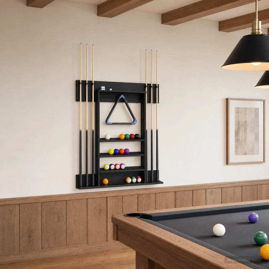 Supporto per stecche da biliardo Legno ingegnerizzato Nero 8006774