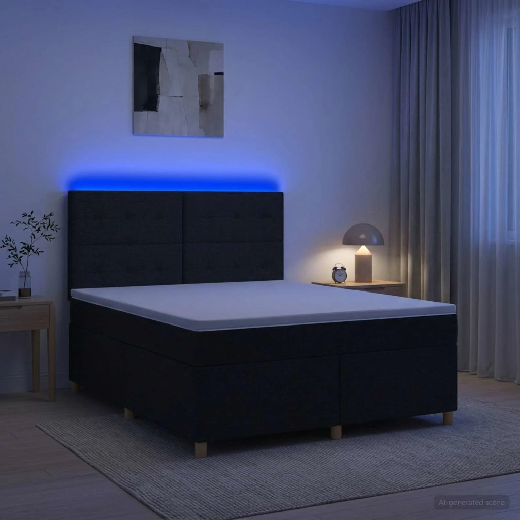 Letto box spring con materasso Nero 180 x 200 cm Tessuto 3455408