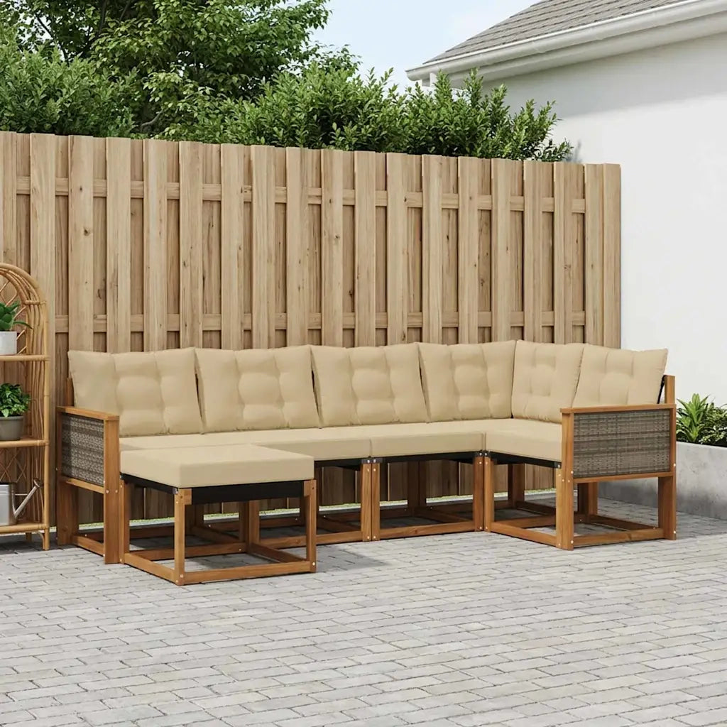 Set di divani da esterno con cuscino 6 pcs Naturale e Beige 3382061