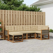 Set di divani da esterno con cuscino 6 pcs Naturale e Beige 3382061