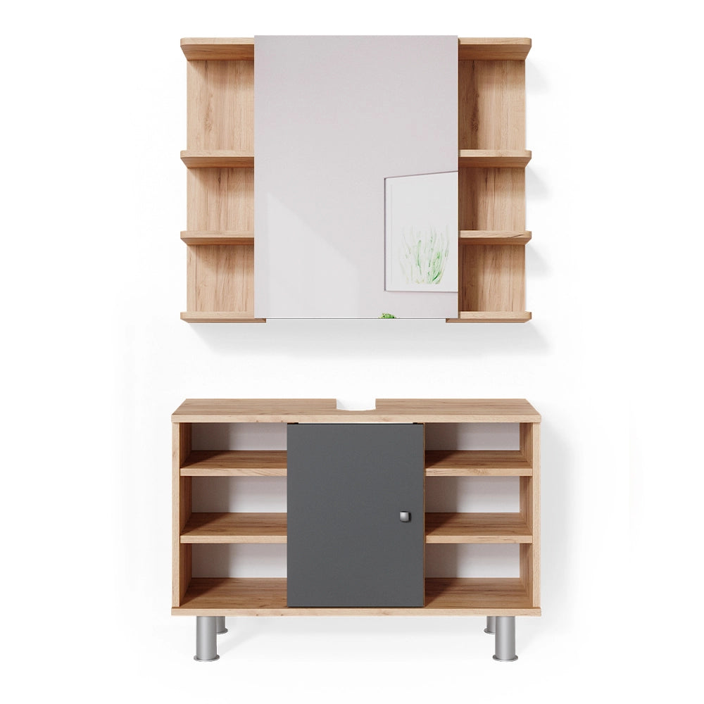 Vicco Set mobili bagno Quercia dorata 2 parti