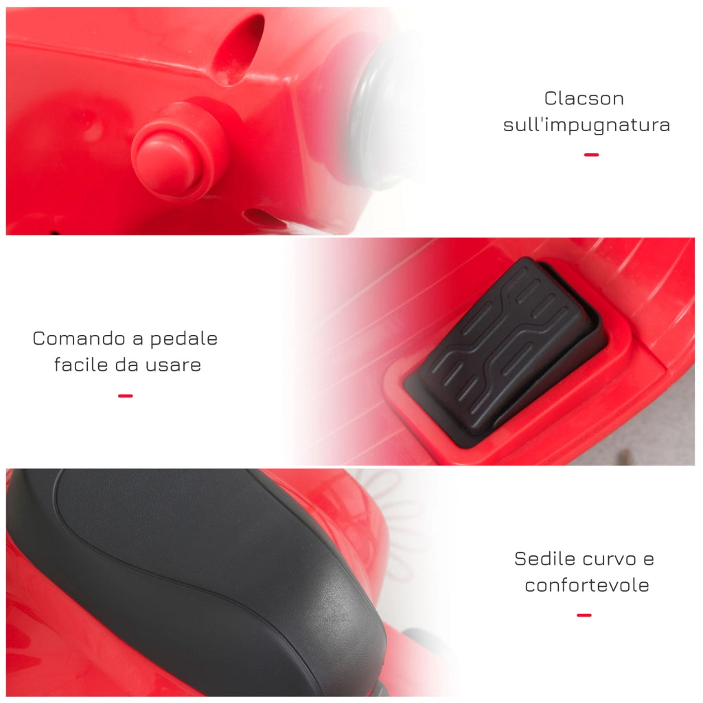 Moto Elettrica Vespa Licenza Ufficiale ¨C Xylo ¨C Bambini 18-36 Mesi, Rosso, 66.5x38x52 cm